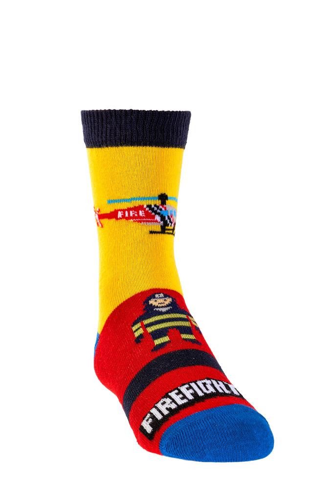Wowerat Freizeitsocken 3 Paar Kinder Stoppersocken Feuerwehr, Vollfrottee ABS Kinder-Socken – Bild 3 von 5