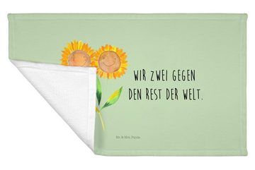 Mr. & Mrs. Panda Handtuch Sonnenblume - Blattgrün - Geschenk, Gästetuch, Sommer Deko, Sonnenblu, (1-St)