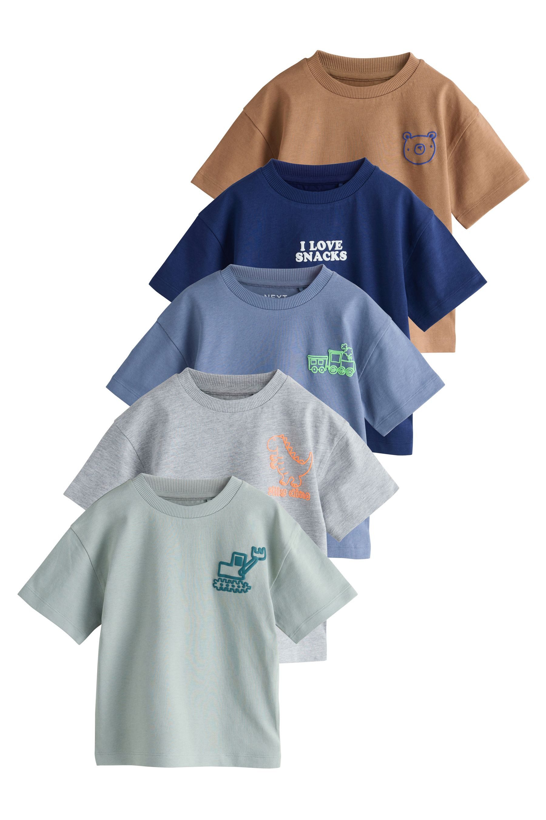 Next T-Shirt T-Shirt mit Grafik und kurzen Ärmeln, 5er-Pack (5-tlg)