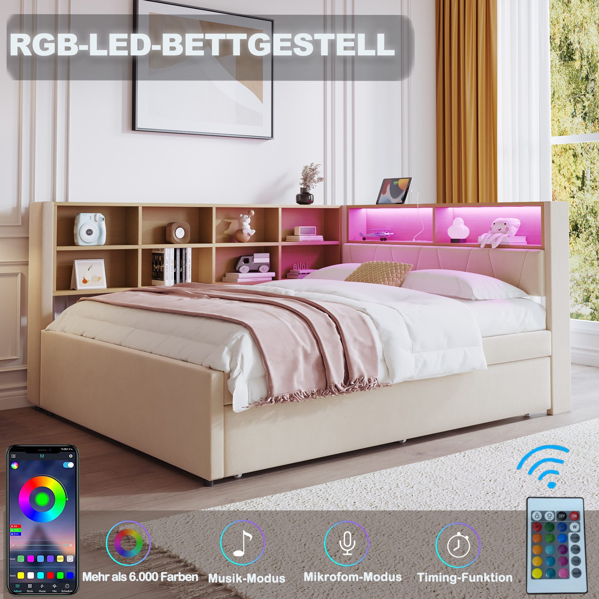 STILVORA Schlafsofa Polsterbett 140×200 mit Ausziehbett günstig online kaufen