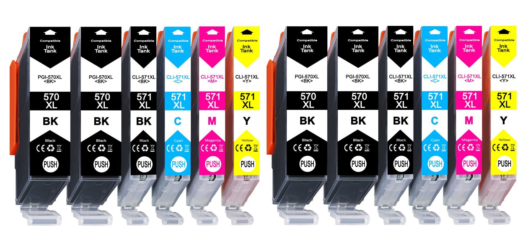 Druckerparadies 12er Multipack für Canon 570 571 XL Druckerpatronen Set Tintenpatrone (12-tlg., für Canon MG5700 MG5750 MG6800 MG6850 TS5000 TS5050 TS6000 TS6050)