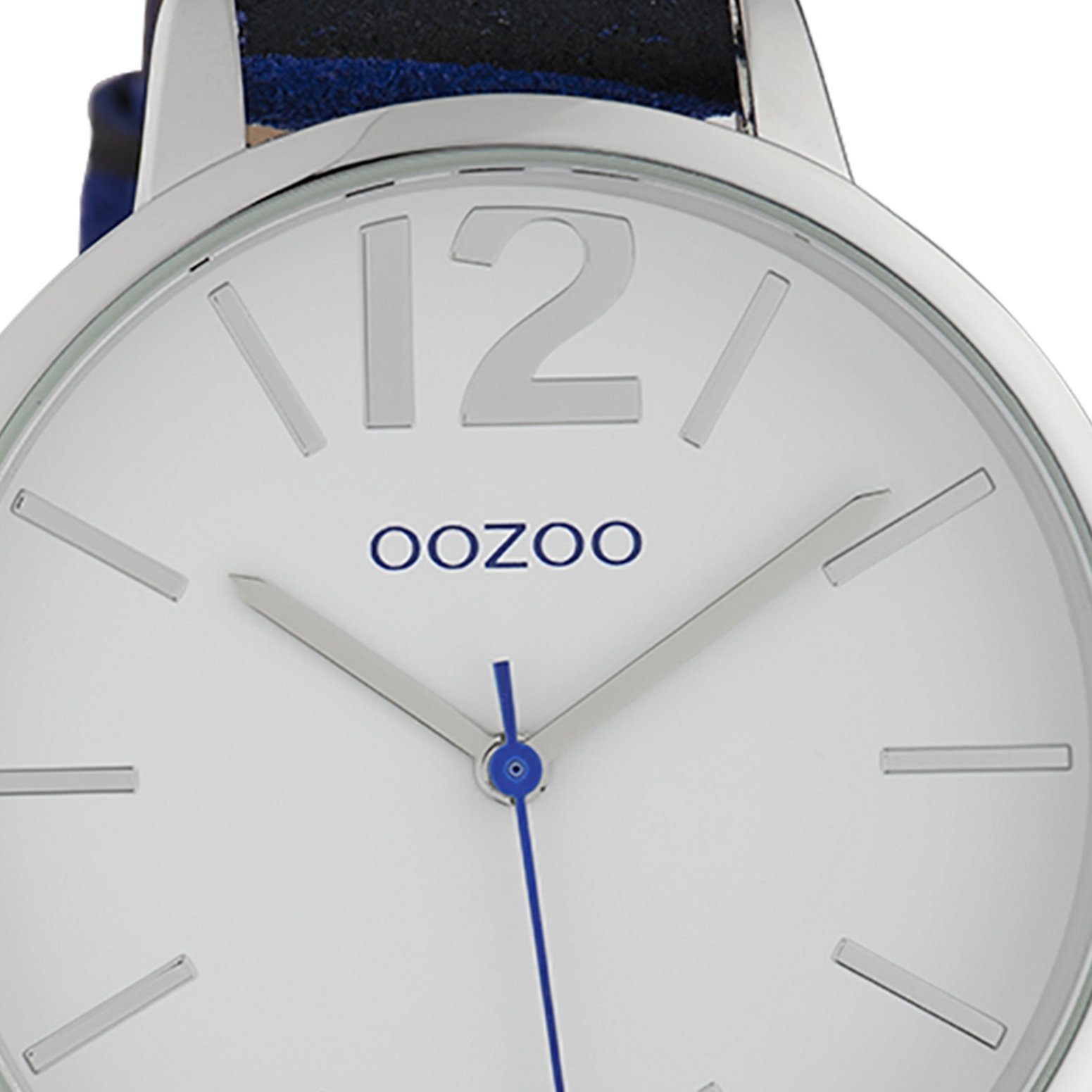 Oozoo OOZOO Quarzuhr groß 43mm) rund, Analog, Damenuhr Fashion-Style, stripes Armbanduhr Damen Timepieces (ca. Lederarmband,