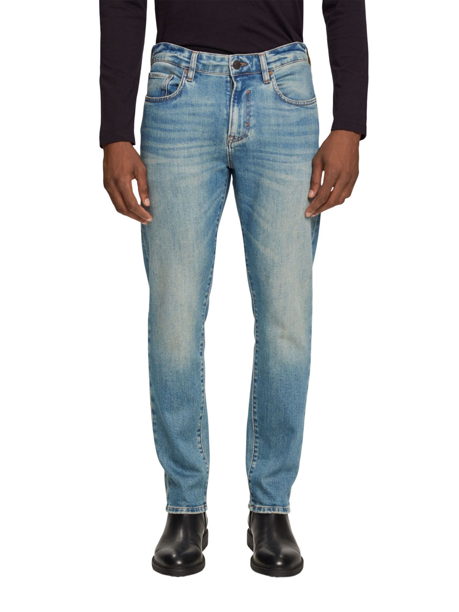 aus Esprit Look, Jeans Slim im Slim-fit-Jeans Cotton Stonewashed Organic