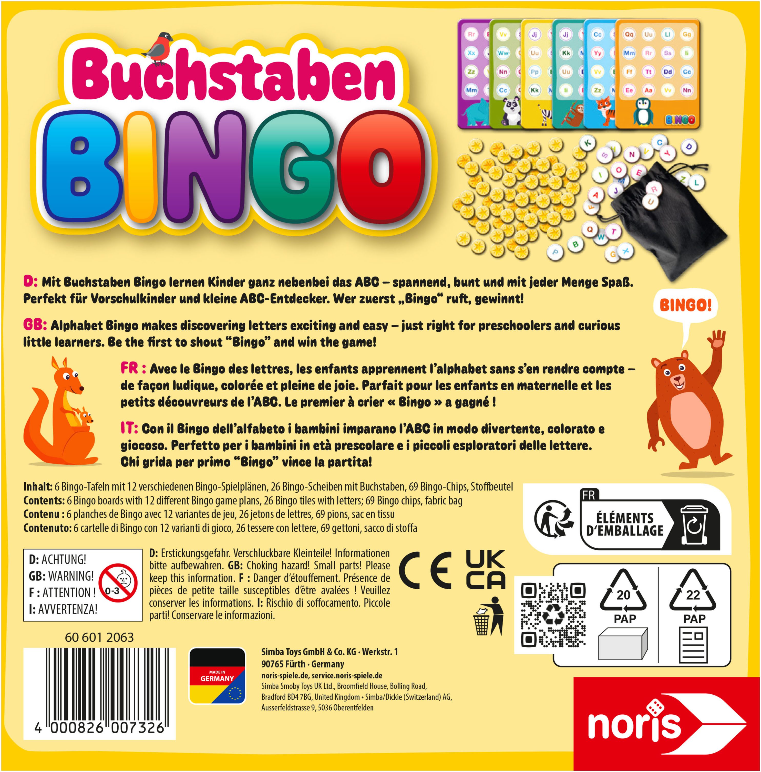 Noris Spiel Buchstaben Bingo