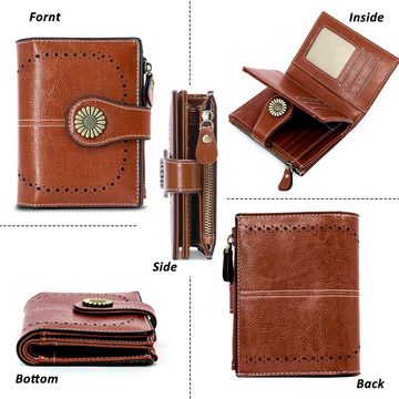 TAN.TOMI Brieftasche Elegante Portemonnaie Damen mit RFID Schutz,Geldbeutel Damen, mit viele Fächer mit Druckknopf und Reißverschluss