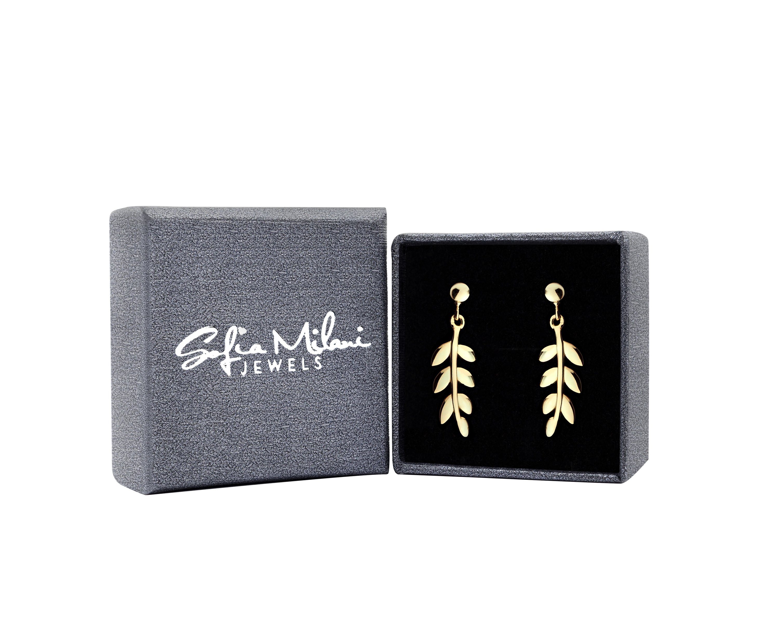 Damen 925 Blatt, Paar Schmuck Silber gold Ohrstecker Sofia Milani