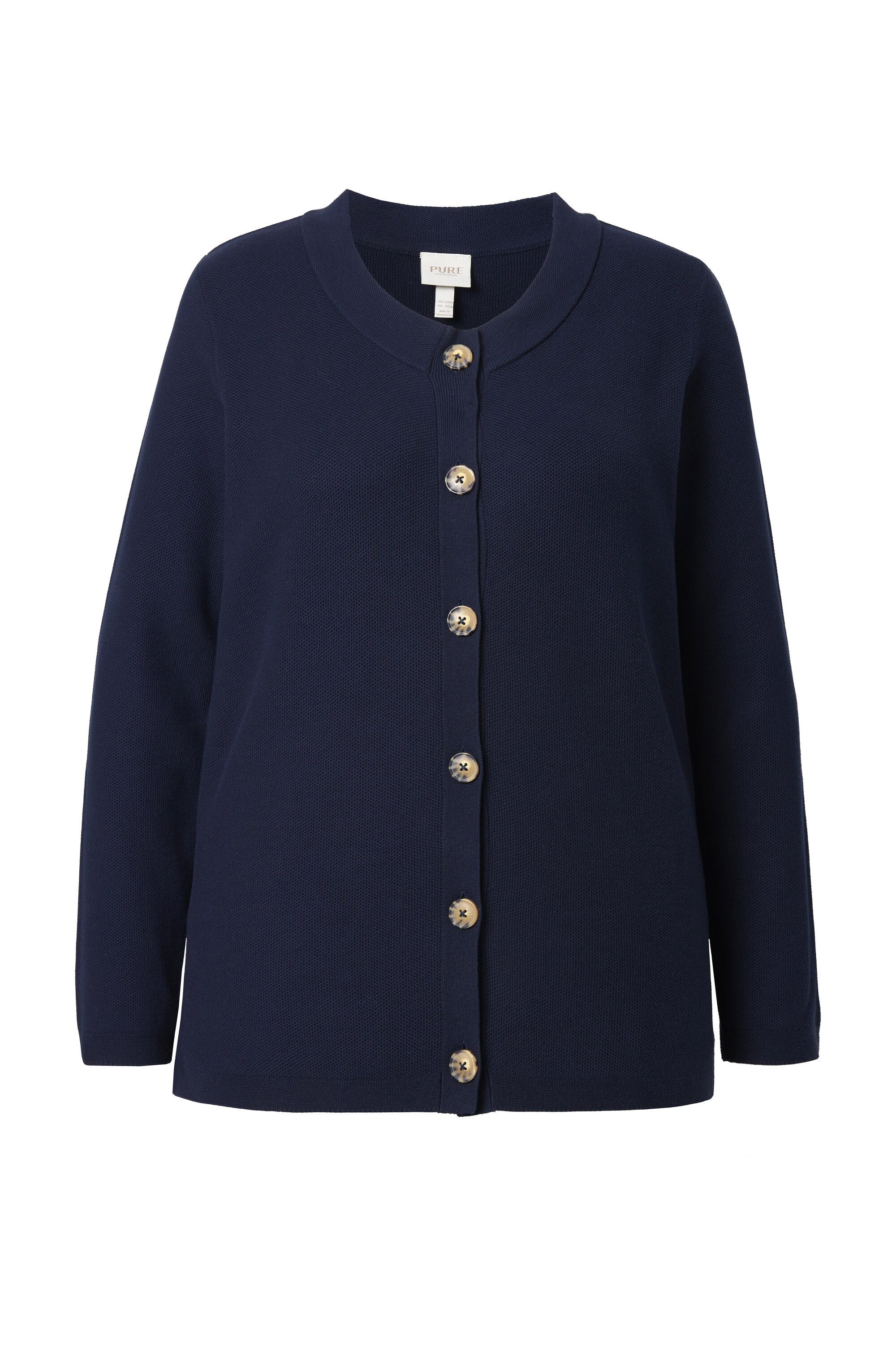 Ulla Popken Strickjacke Strickjacke Waffelstruktur Stehkragen Biobaumwolle günstig online kaufen