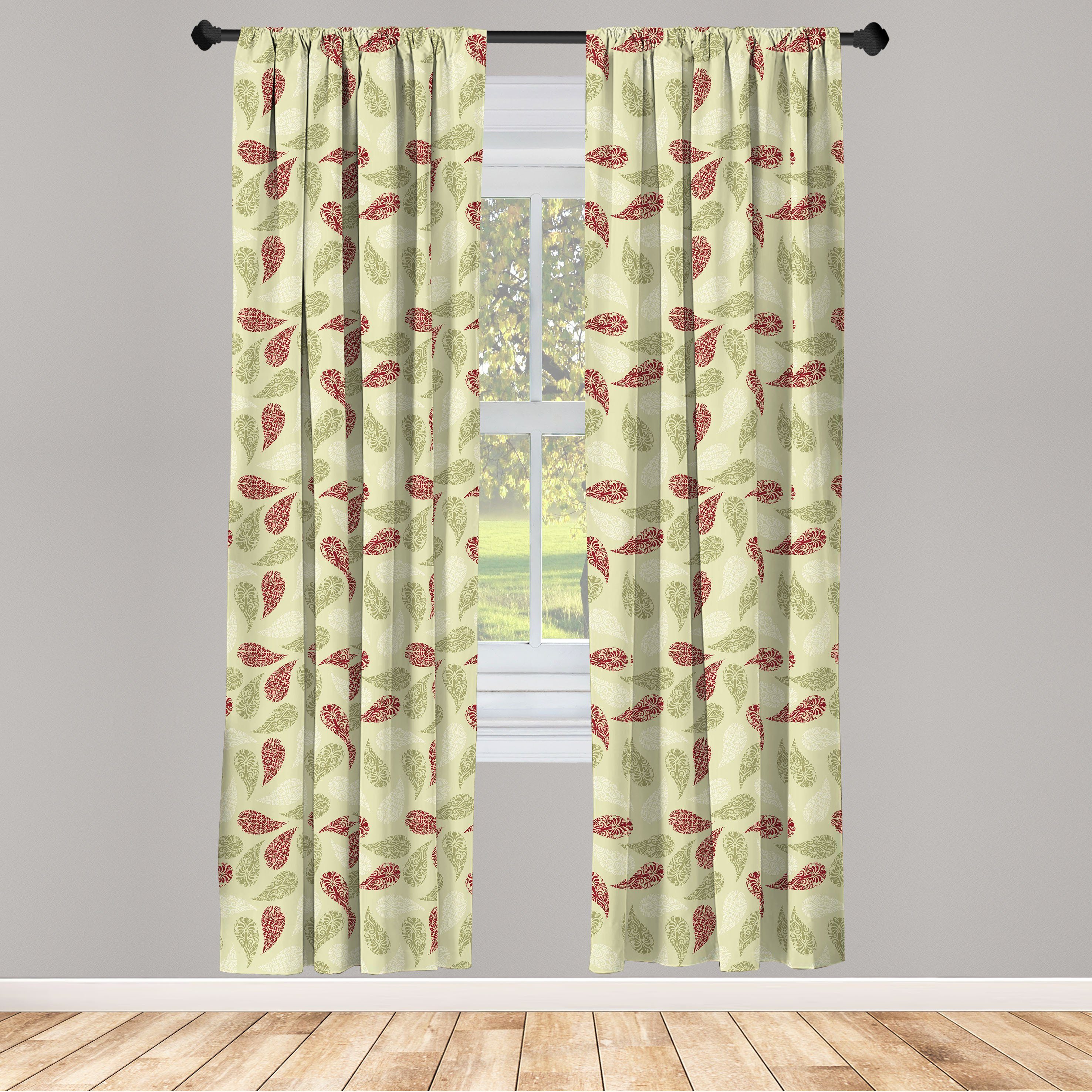 Gardine Vorhang für Wohnzimmer Schlafzimmer Dekor, Abakuhaus, Microfaser, Paisley Blumenblatt-Muster