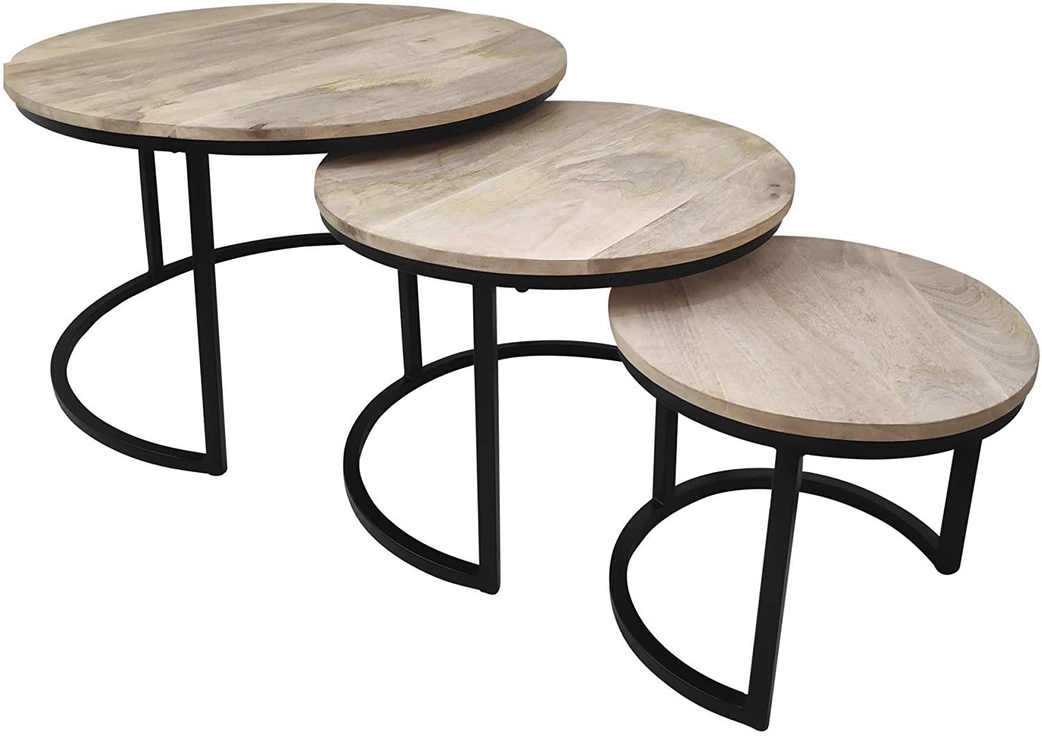 Lesli Living Couchtisch Couchtisch Beistelltisch Tisch Jayden 3er Set Metall Holz (3-St)