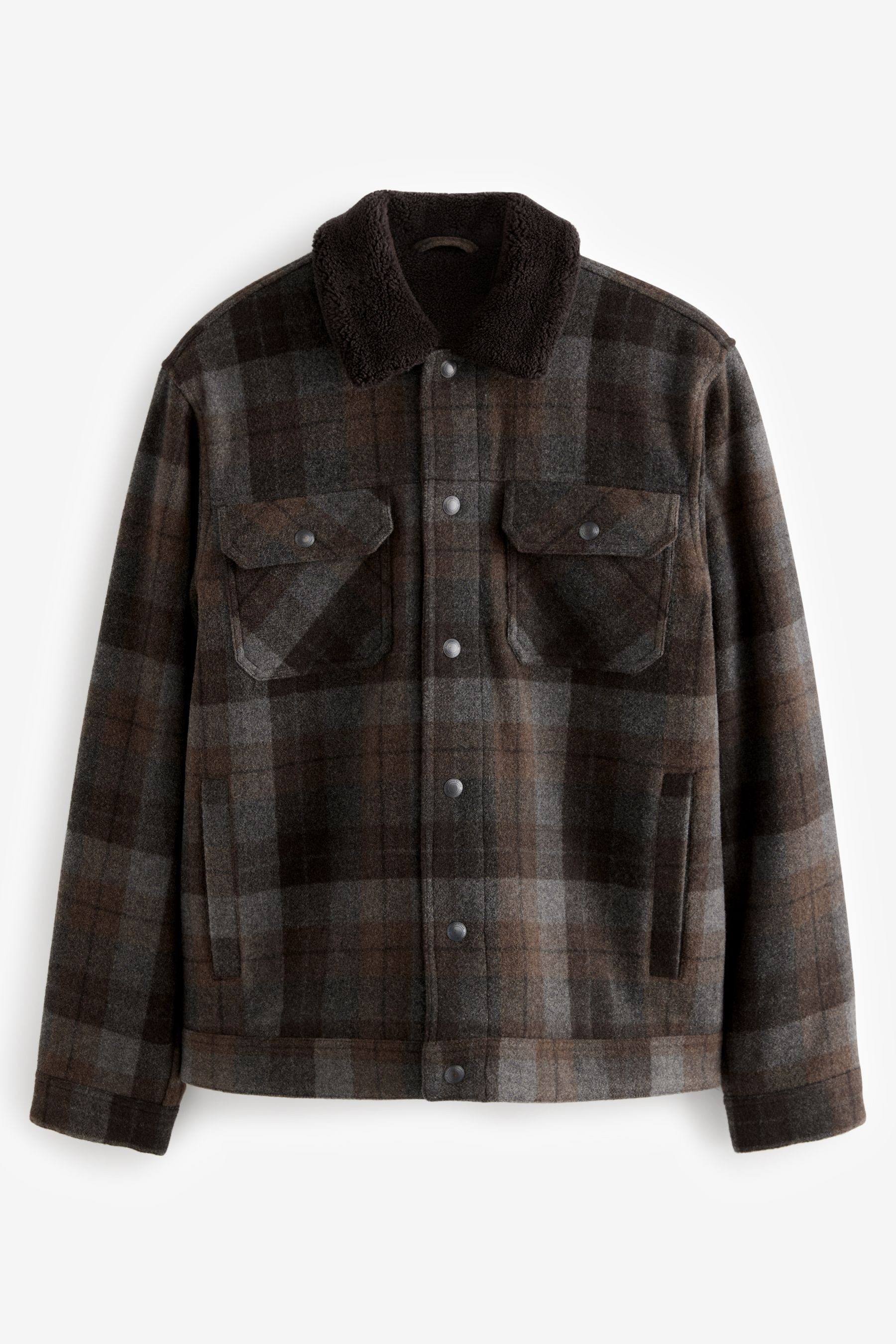 Next Kurzjacke Karierte Borg-Jacke mit Kragen günstig online kaufen