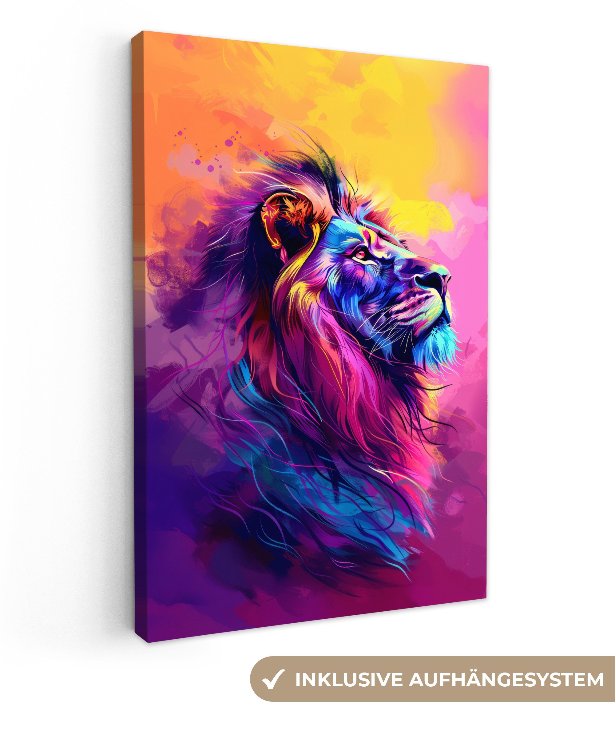 OneMillionCanvasses® Leinwandbild Löwe - Farbe - günstig online kaufen