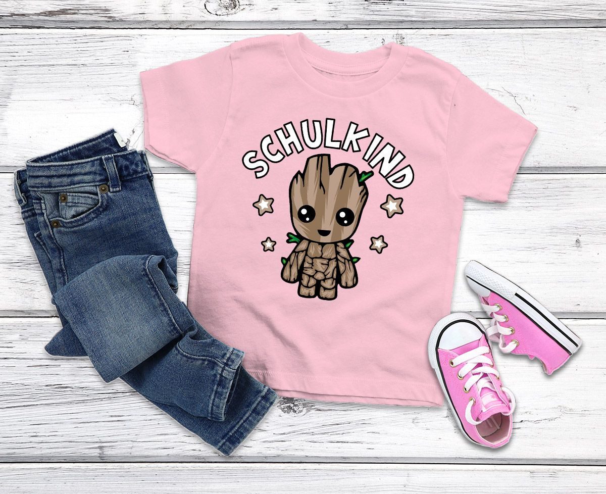 MoonWorks Print-Shirt Kinder T-Shirt Mädchen "Schulkind" Comicfigur Baum Baby-Grroot