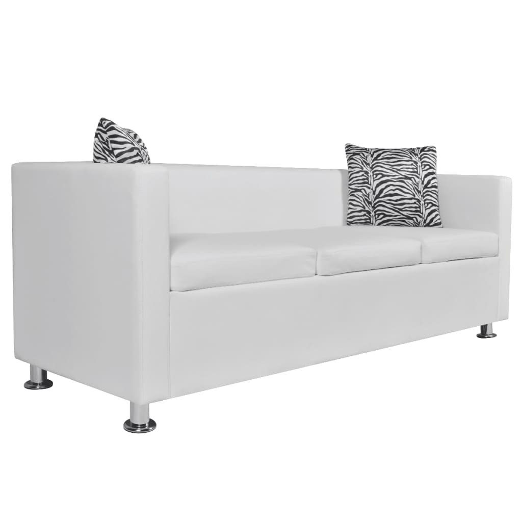 vidaXL Sofa Sofa 3-Sitzer Kunstleder Weiß günstig online kaufen