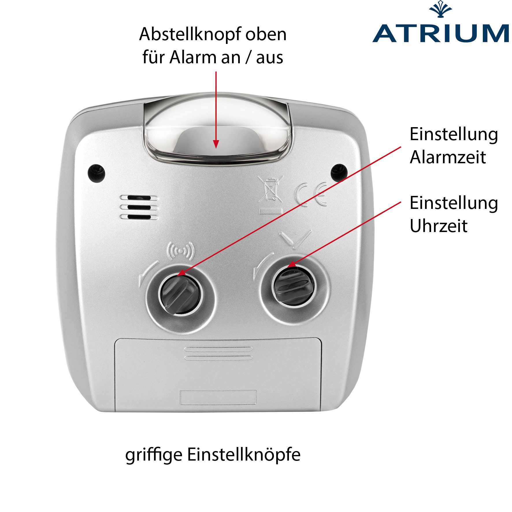 Atrium Quarzwecker A251 Analog Quarz ohne Ticken Licht Snooze Klassisch Modern – Bild 3 von 5