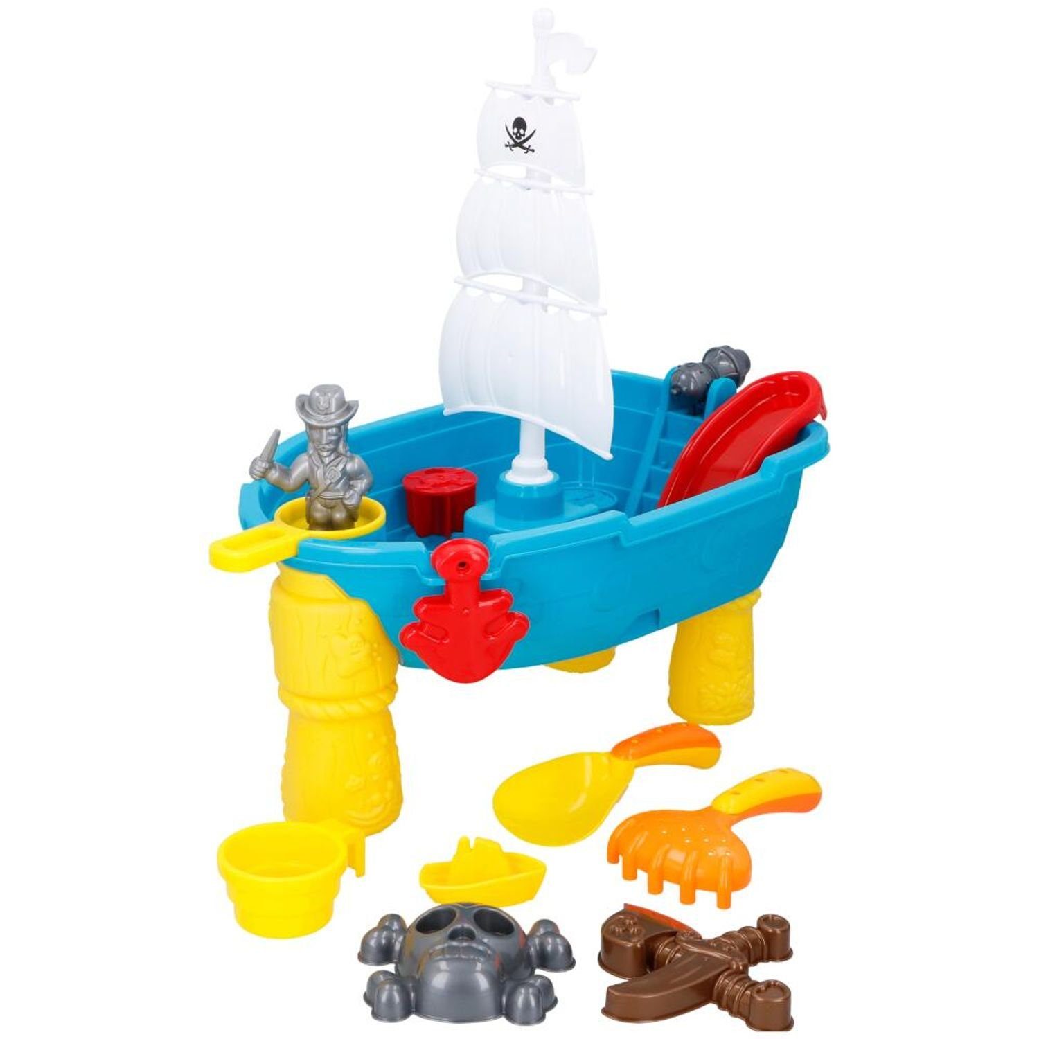 EDCO Gartentisch Schaufel Förmchen Spieltisch Spielzeug Harke Wasser Sandkasten Kinder