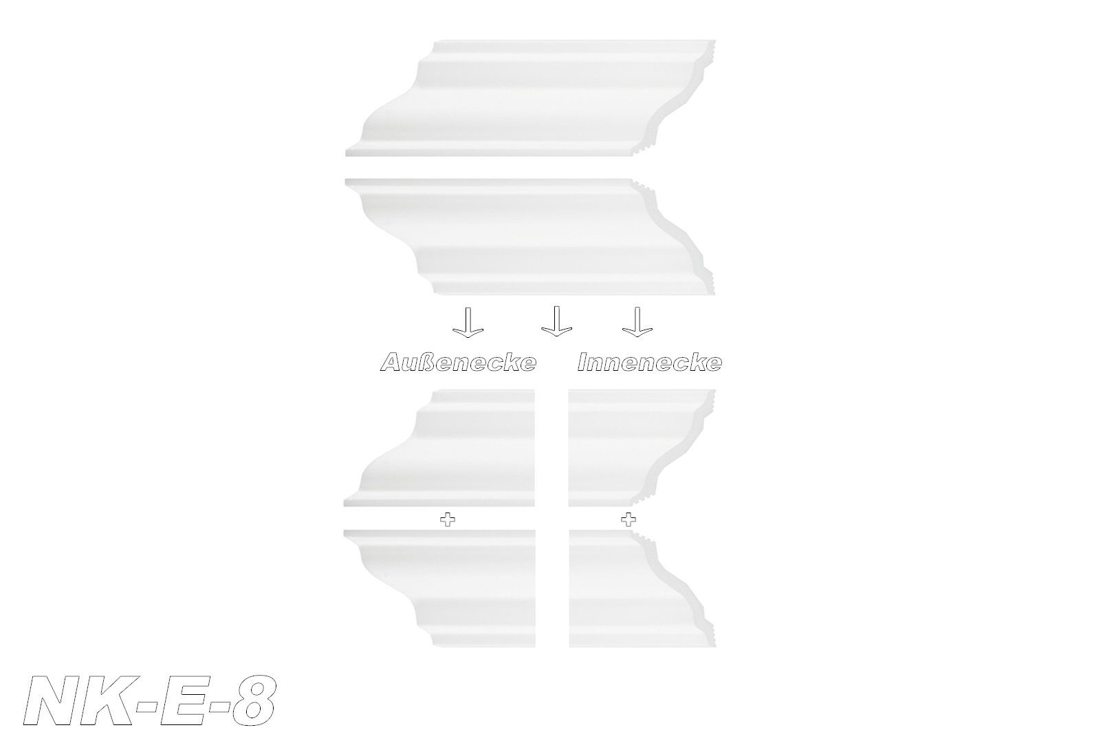 Deckenleisten Stück), E-8, E-8) E-8 / weiß Deckenabschlussleisten Styropor marbet - Stuckleiste - (1 (Innen- Außenecke Außenecke 70x70mm Innen- design & & E-Leisten XPS