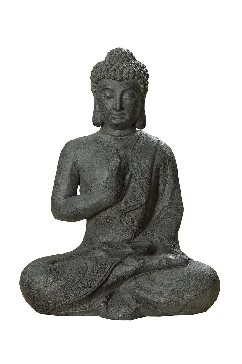 Buddhafigur GILDE in Magnesia grau, aus Dekofigur sitzend \