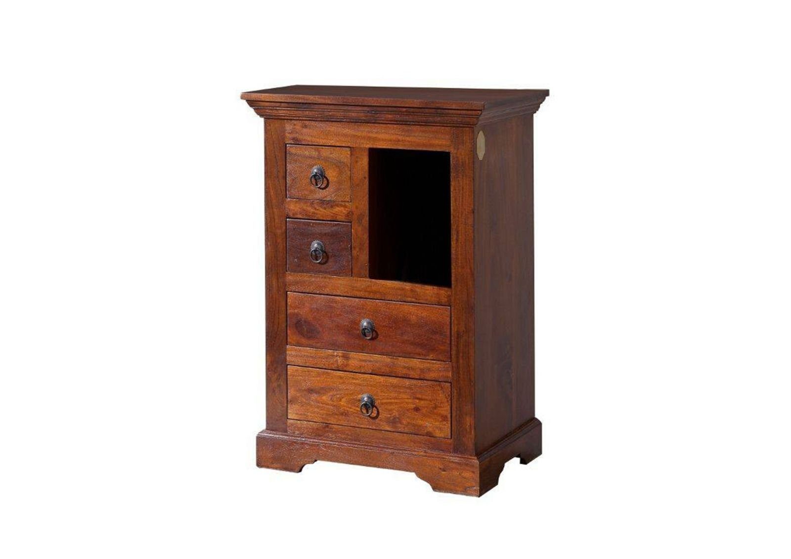 Massivmoebel24 Kommode (Massivholz), Kommode Akazie 55x40x80 nougat lackiert OXFORD #503