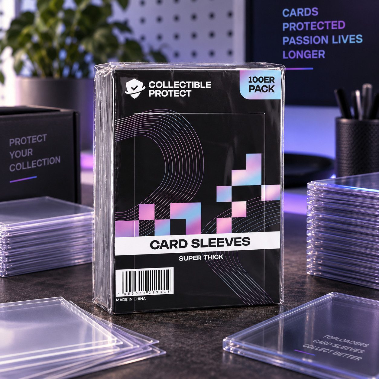 Forever Collectibles Sammelkarte Collectible Protect Card Sleeves Super Thick 100 Stück