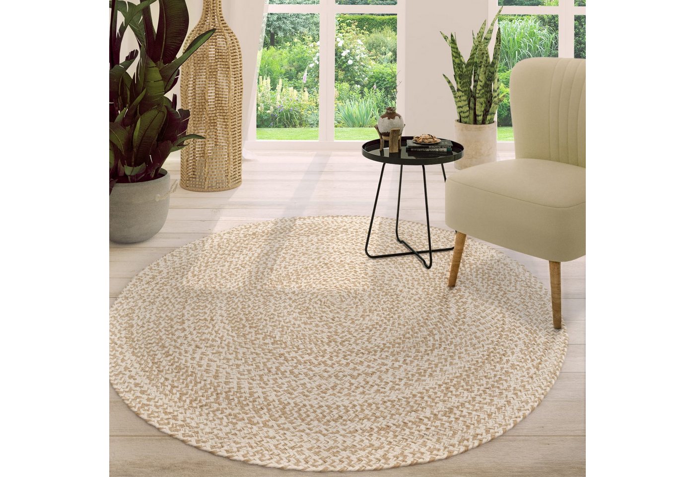 TT Home Teppich Diele, Esszimmer, Flur, Kinderzimmer, Schlafzimmer, Wohnzimmer, Rund, Höhe: 9 mm, Wohnzimmer Teppich Rund Kurzflor Hangefertigt Modern Unifarben Cutout