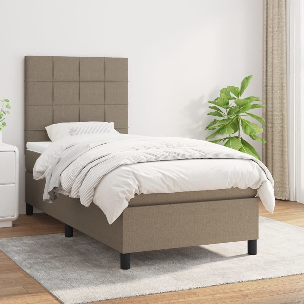 vidaXL Bett Boxspringbett mit Matratze Taupe 90x190 cm Stoff