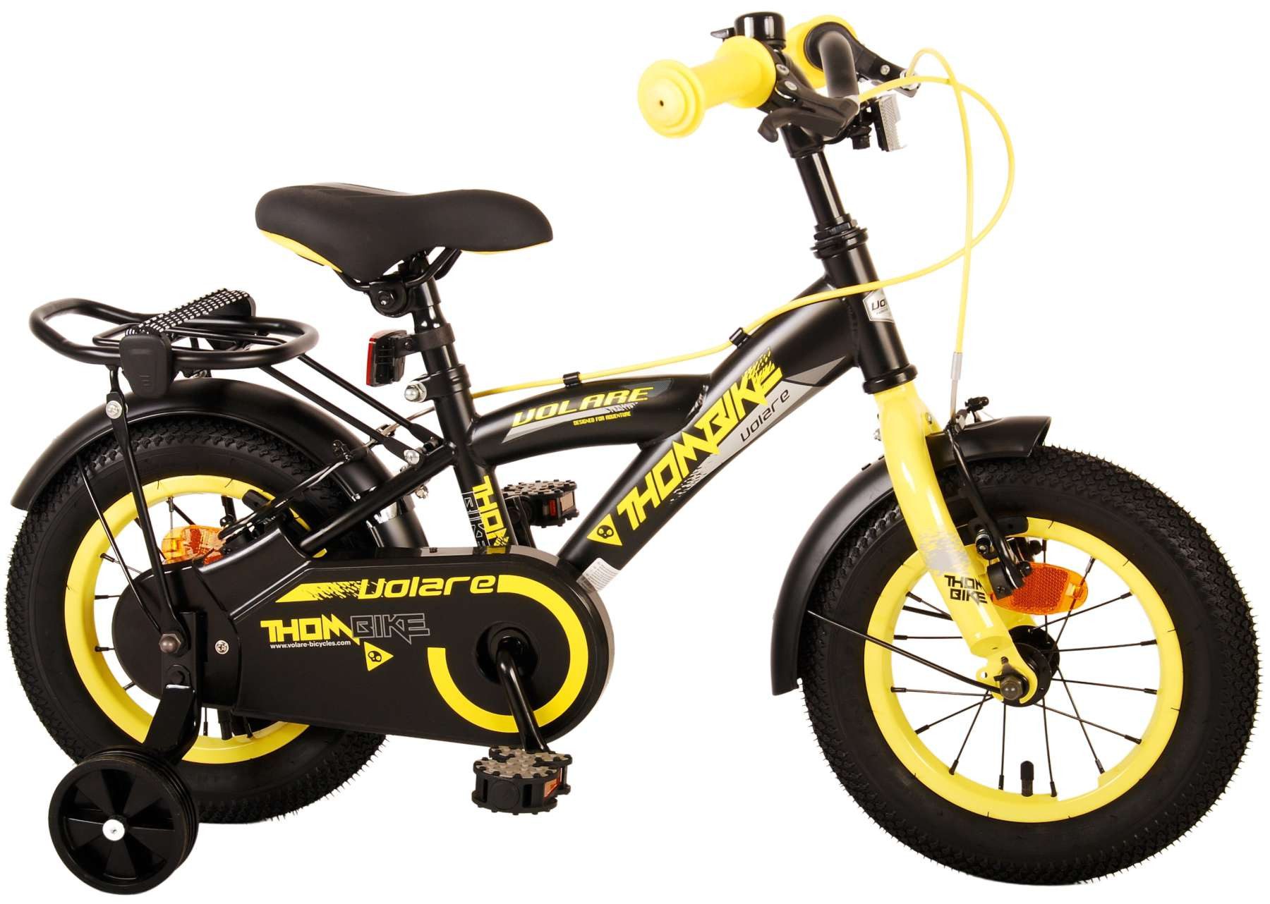 Volare Kinderfahrrad Kinderfahrrad Thombike für Jungen 12 Zoll Kinderrad in Schwarz Gelb