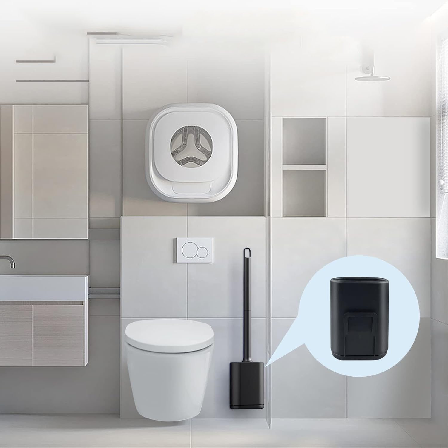 (1-tlg) CTGtree Reinigungsbürsten-Set Badezimmer Flexibel Toilettenbürste Flache für Wandmontage,
