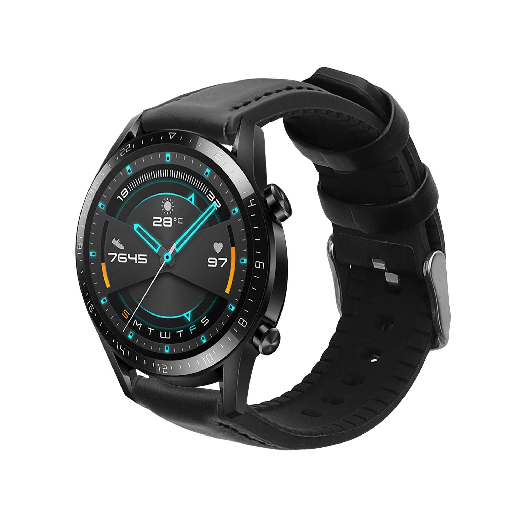 kwmobile Sportarmband für Huawei Huawei Watch GT / GT2 / GT3 (46mm) Smartwatch, 1-tlg., Leder Fitnesstracker Ersatzarmband Uhrenverschluss
