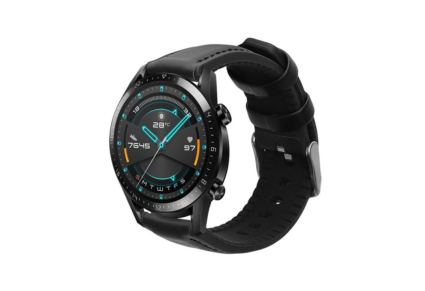 kwmobile Sportarmband für Huawei Huawei Watch GT / GT2 / GT3 (46mm) Smartwatch, 1-tlg., Leder Fitnesstracker Ersatzarmband Uhrenverschluss