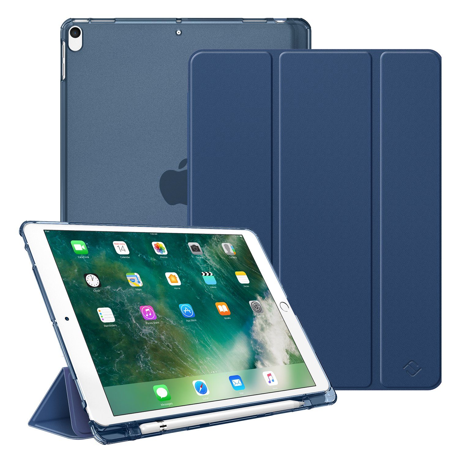 Fintie Tablet-Hülle mit Pencil Halter für iPad Air 10.5" 2019 (3. Gen)/iPad Pro 10.5" 2017, Ultradünn Hülle mit transparenter Rückseite Abdeckung, Auto Sleep/Wake