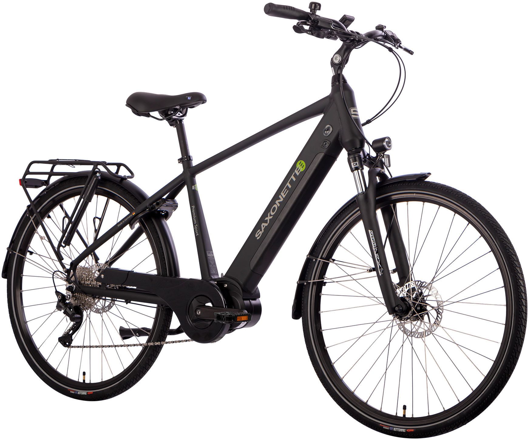 SAXONETTE E-Bike Trekkingrad Premium Sport (Diamant), 10 Gang, Kettenschaltung, Mittelmotor, 522 Wh, Pedelec, Elektrofahrrad für Herren