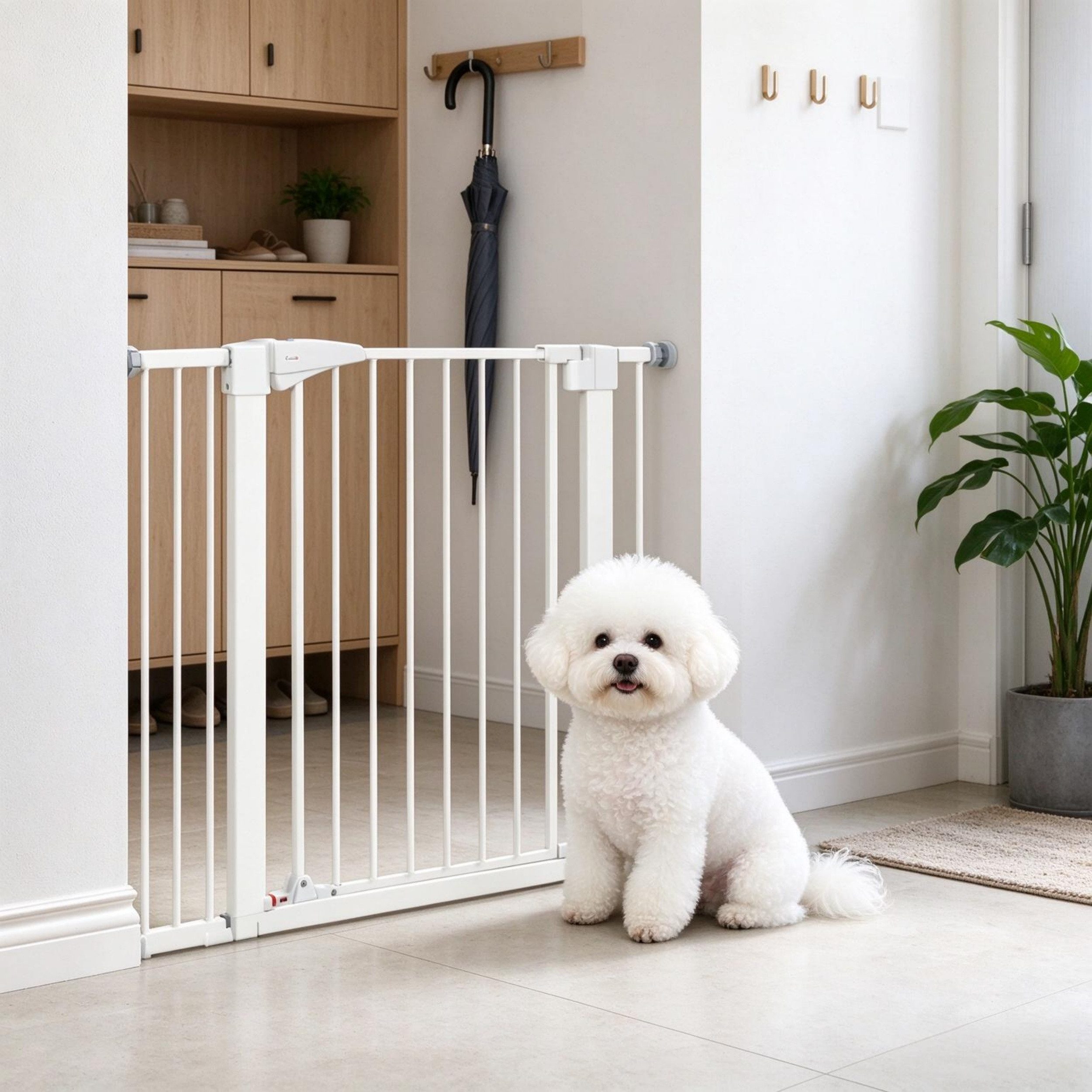 Fine Life Pro Zaunriegel Sicherheitsgitter für Hunde ohne Bohren, Automatischer Verschluss, verstellbare Breite