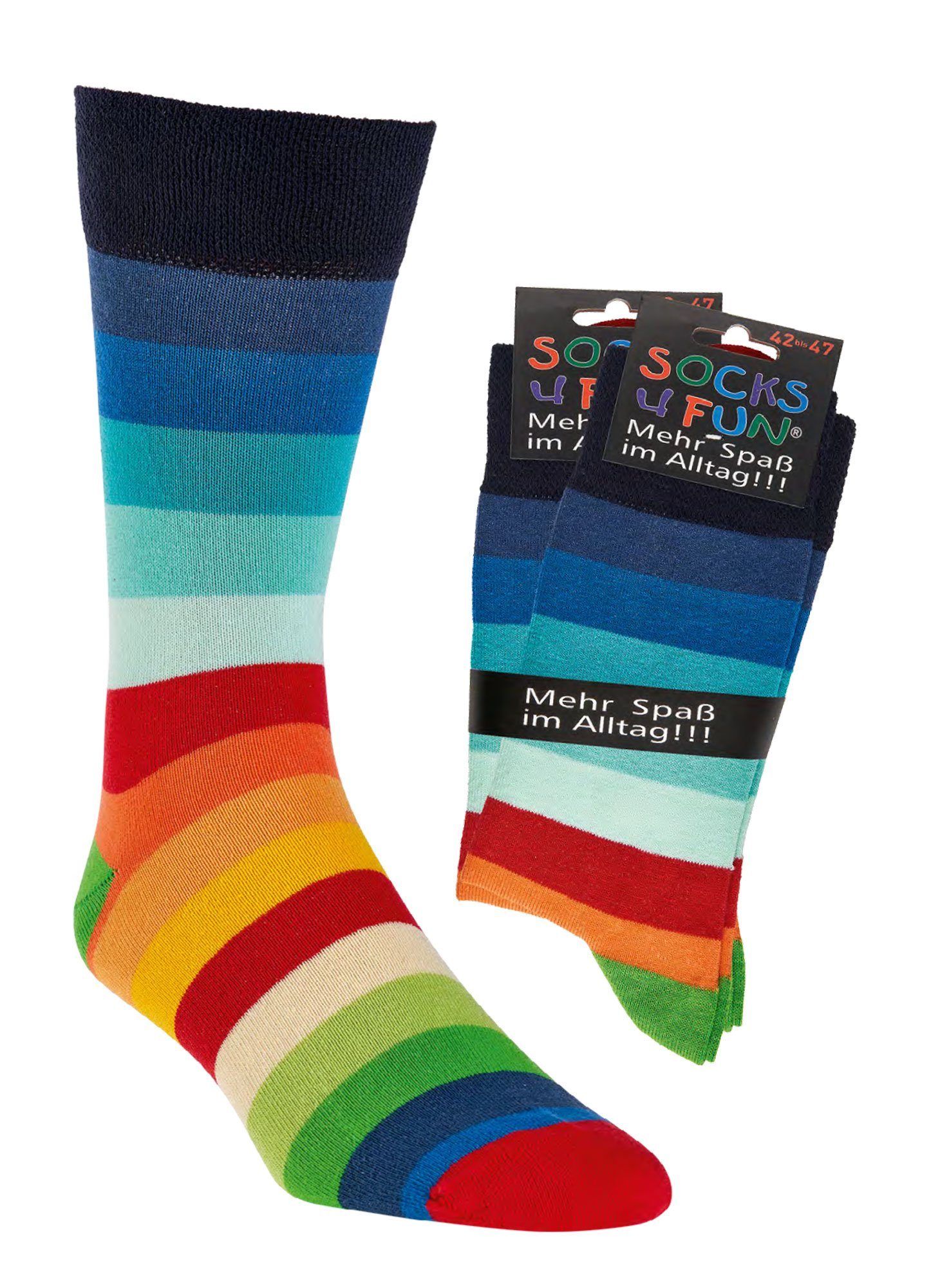 Socks 4 Fun Socken Regenbogen Socken Baumwolle Unisex LGBTQ Rainbow Toleranz (2 Paar)