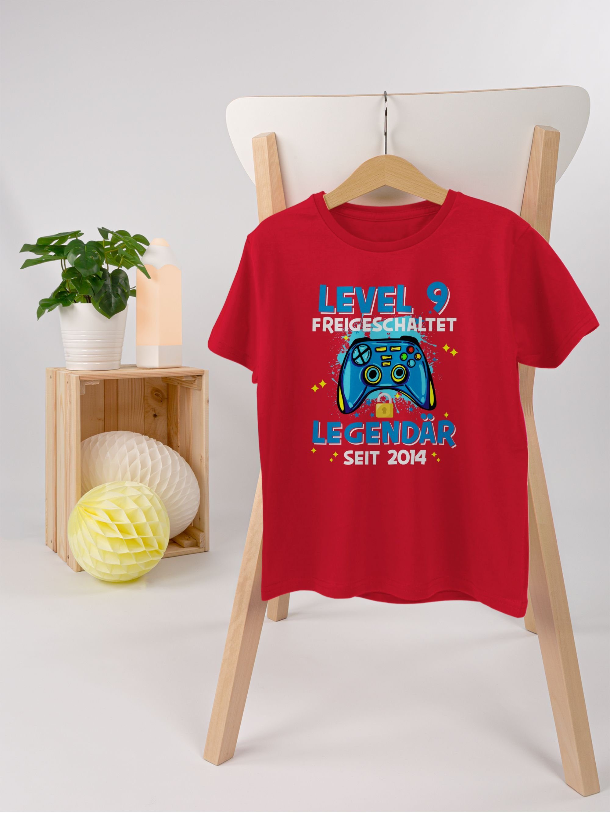 freigeschaltet T-Shirt 03 Rot 2014 Shirtracer Geburtstag 9 9. seit Level Legendär