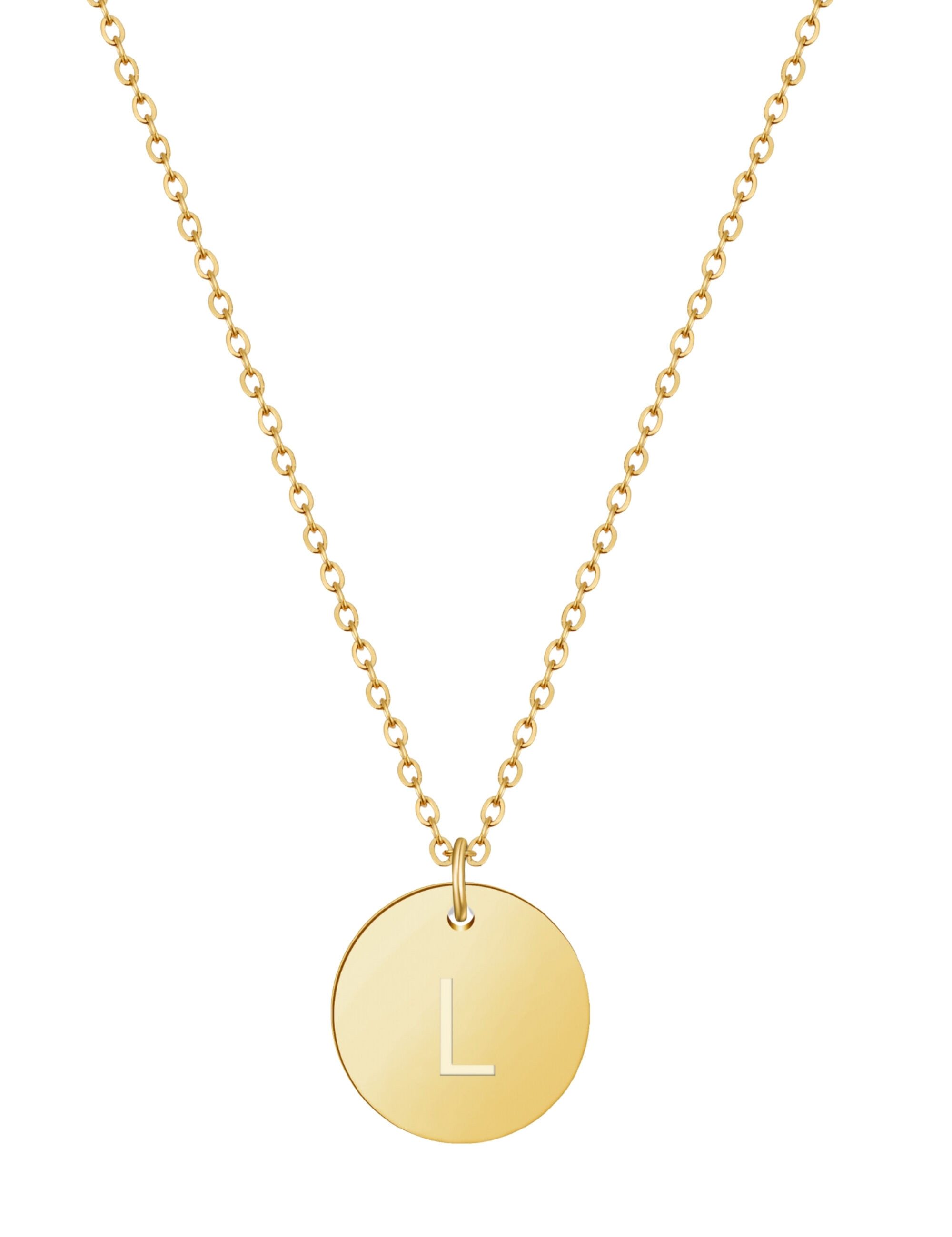 GOOD.designs Kette mit Anhänger, 18 K vergoldet mit Buchstaben-Coin L