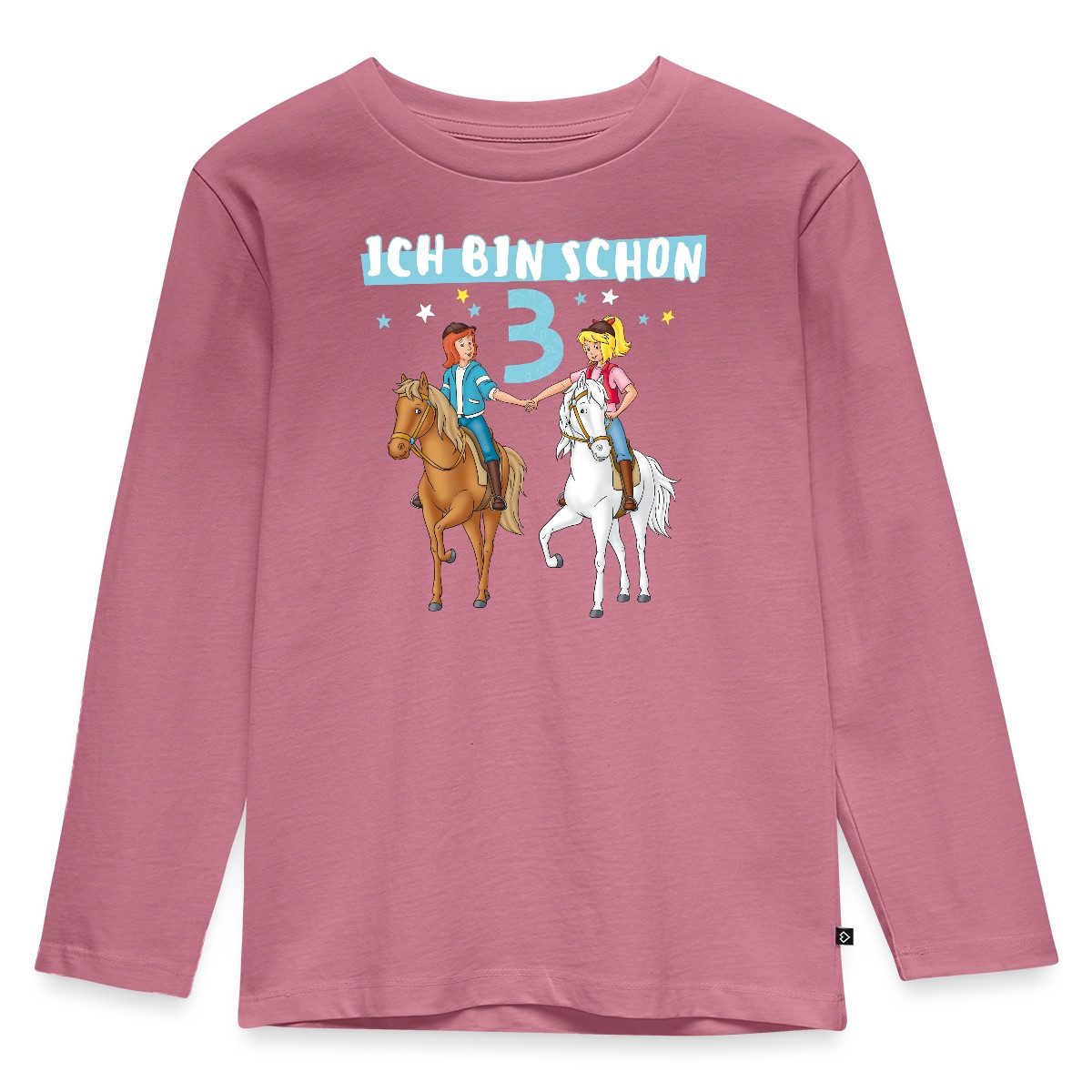 T-Shirt Bibi & Tina Geburtstag Ich Bin Schon Drei Kinder Premium Langarmshirt
