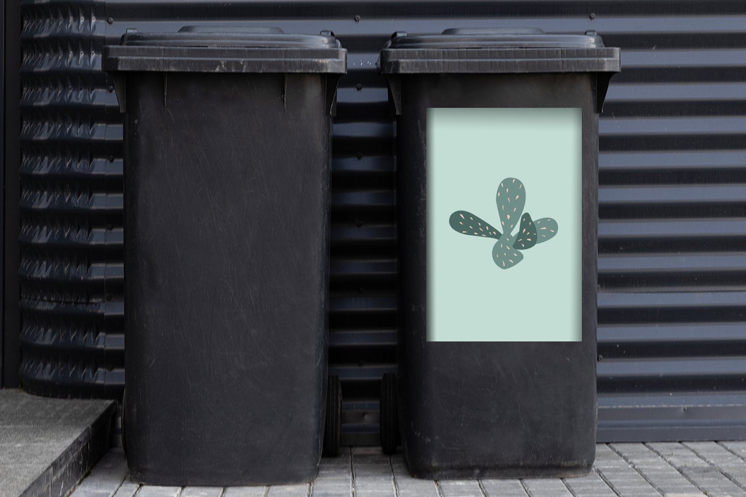 Wandsticker - Kaktus (1 Blau St), Container, Sticker, - Abfalbehälter Mülltonne, MuchoWow Mülleimer-aufkleber, Sommer
