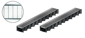 Xanie Regenrinne 2x1m ACO Hexaline 2.0 Entwässerungsrinne Maschenrost Stahl verzinkt Bodenrinne Terrassenrinne, 4-St., Länge individuell auf örtliche Gegebenheiten anpassbar