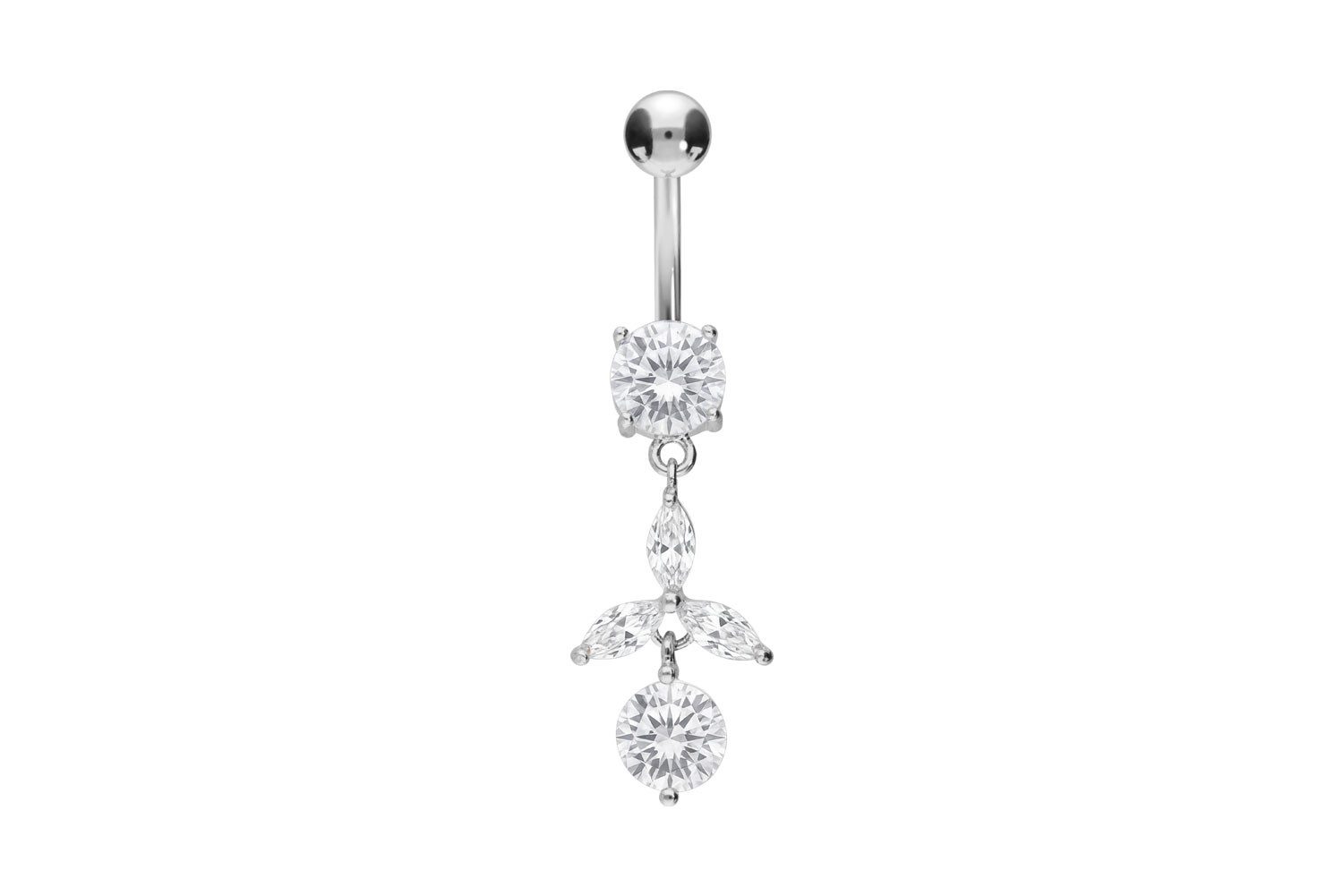 Bauchnabelpiercing Chirurgenstahl Bananabell KRISTALLBLUME + 2 KRISTALLE