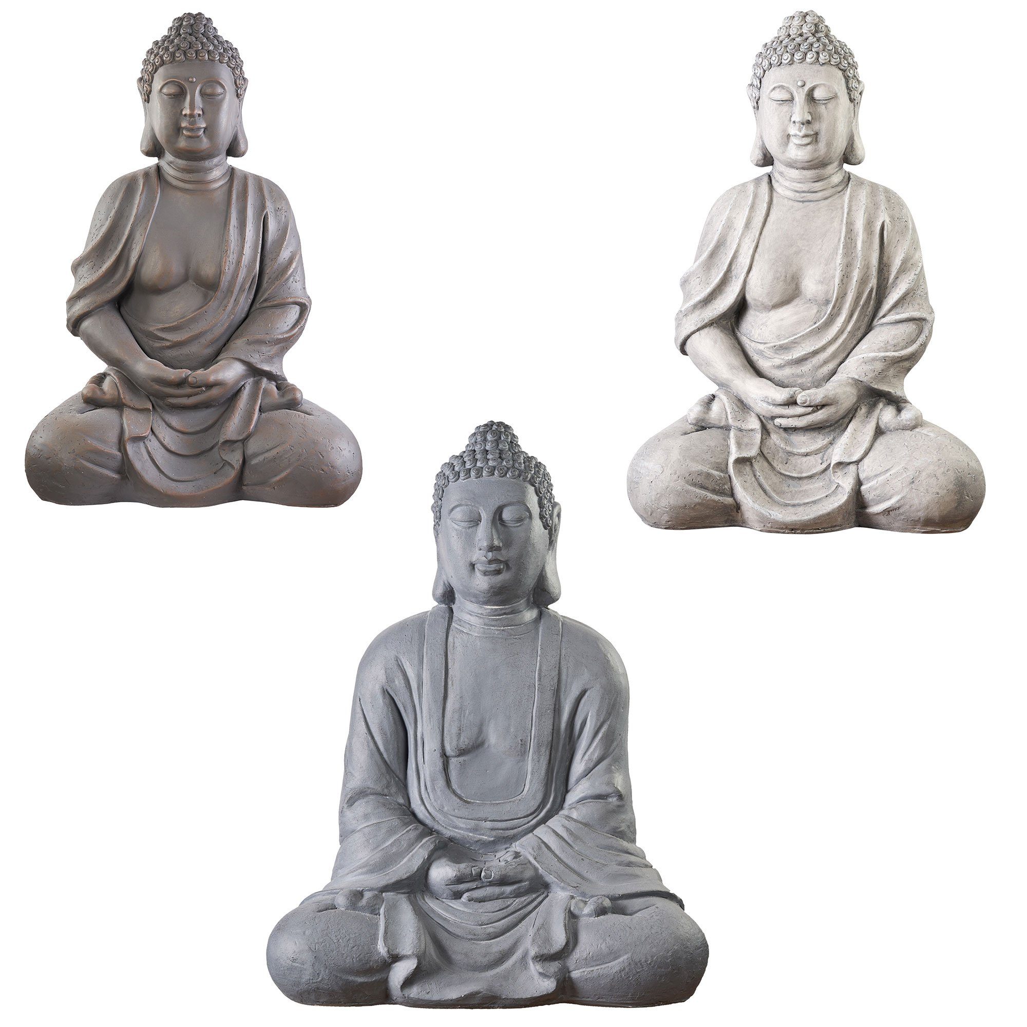 Deko XXXL Buddha Großer Shui Skulptur Feng 80 Steinoptik sitzend NEUSTEIN grau Figur cm Garten Buddhafigur