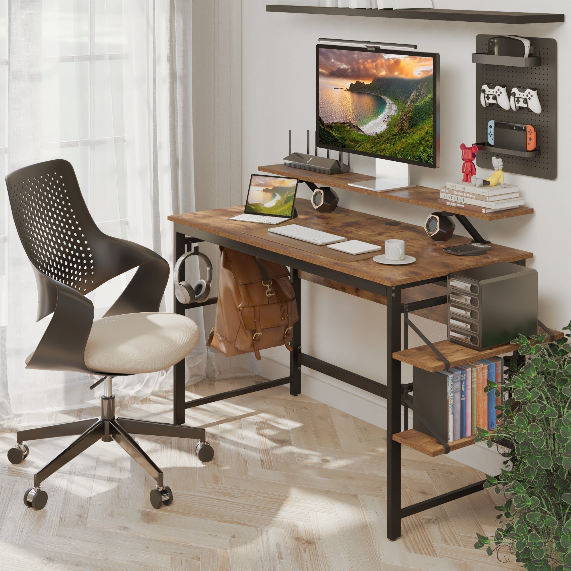 Mondeer Schreibtisch Computertisch, 120cm, mit 2 günstig online kaufen