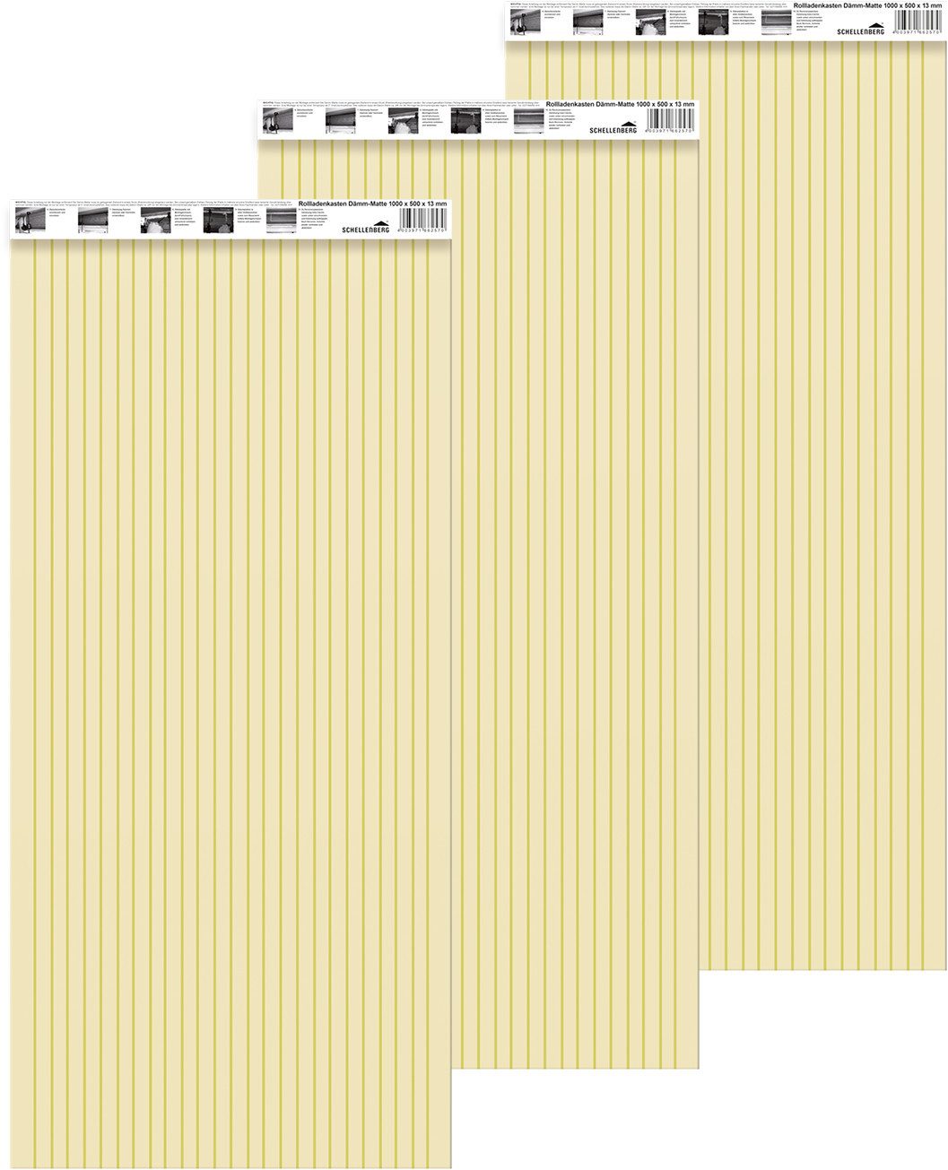 SCHELLENBERG Rollladenkastendämmung einteilig, 100 x 50 x 1,3 cm, (Set, 3-St), Thermoisolierung für Rollläden, Wärmedämmung