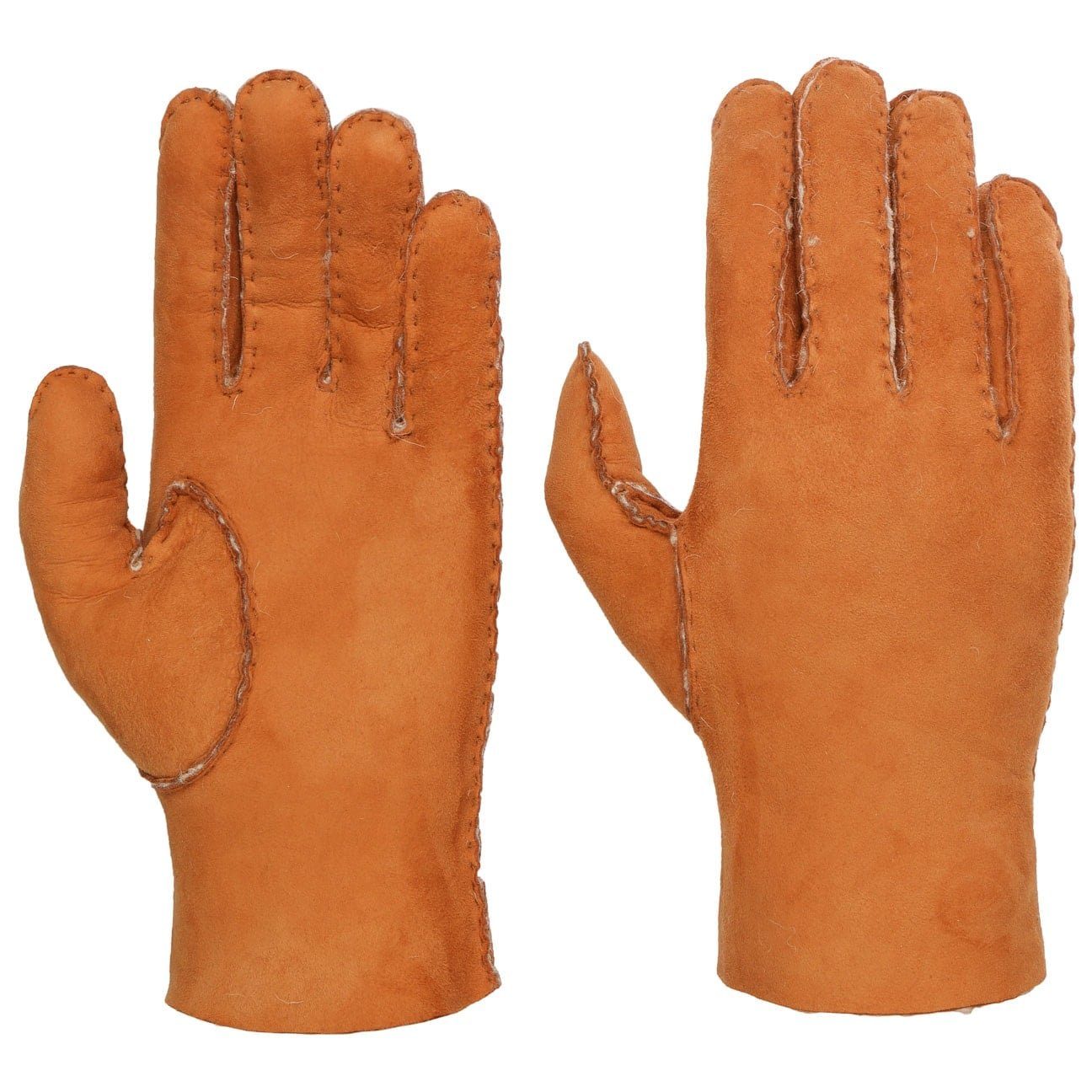 Caridei Lederhandschuhe Handschuhe mit Made in Futter, cognac Italy