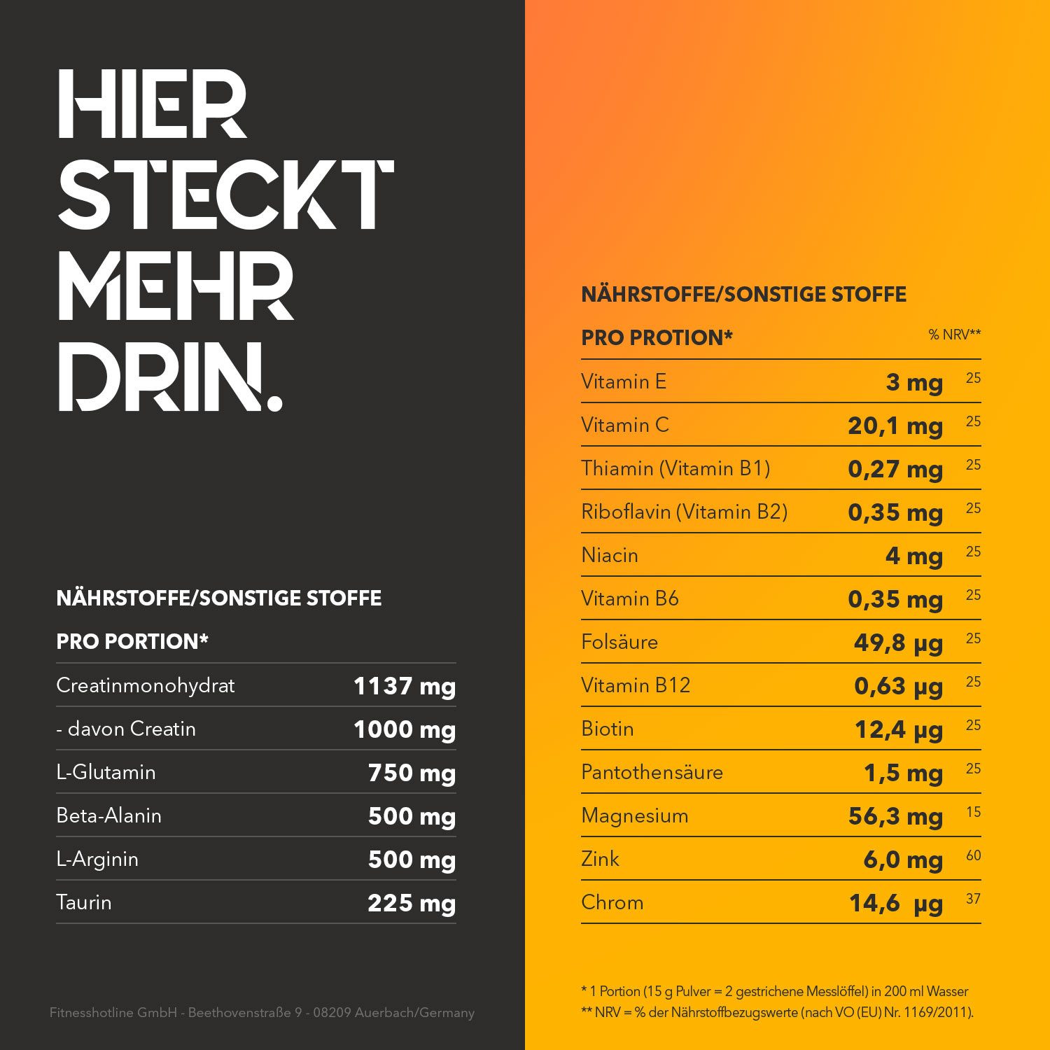 Mammut Nutrition XXL Booster - Orange Passion Fruit - 500 g Dose Pulver, 500 g
