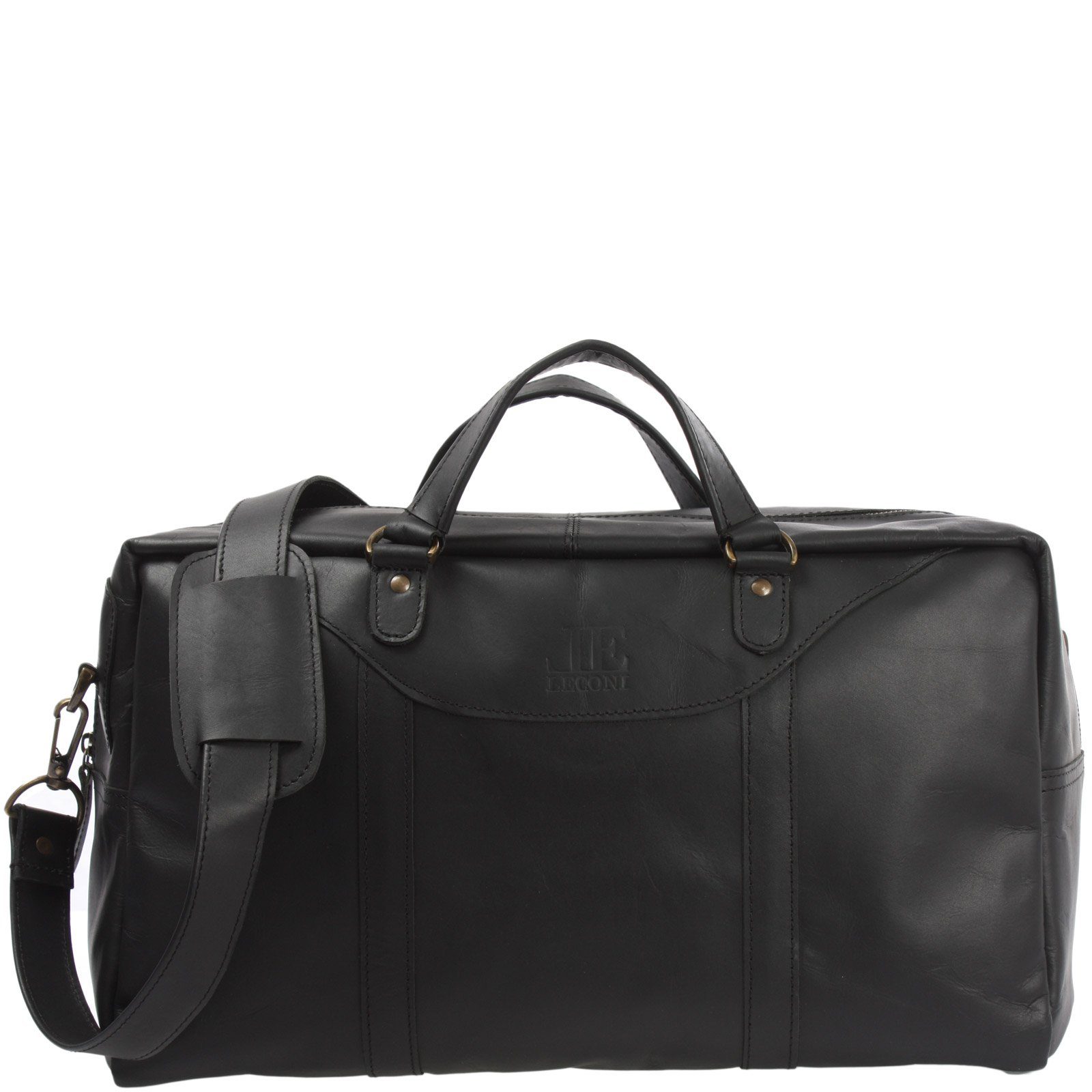 LECONI Weekender kleine Reisetasche Weekender Handgepäck Leder LE2009 schwarz