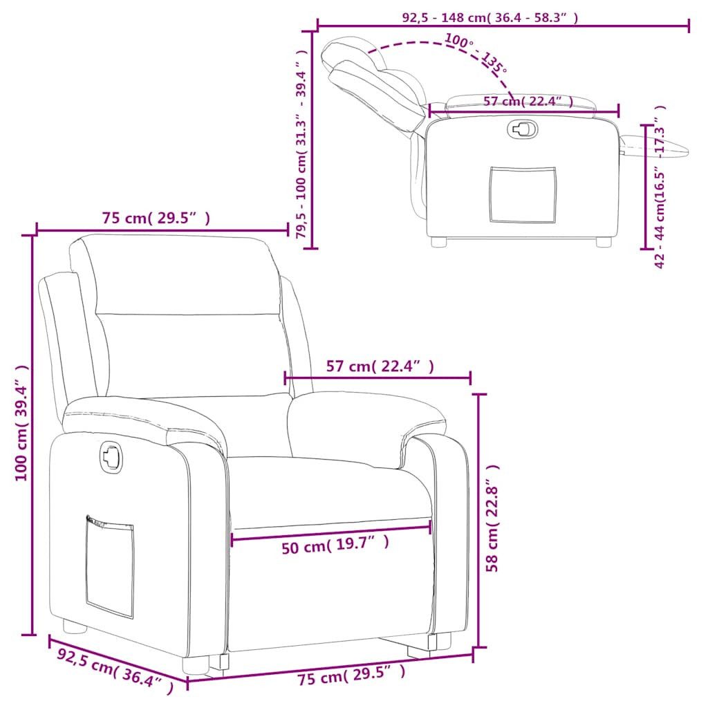 vidaXL Sessel Relaxsessel mit Aufstehhilfe Weinrot Kunstleder (1-St)