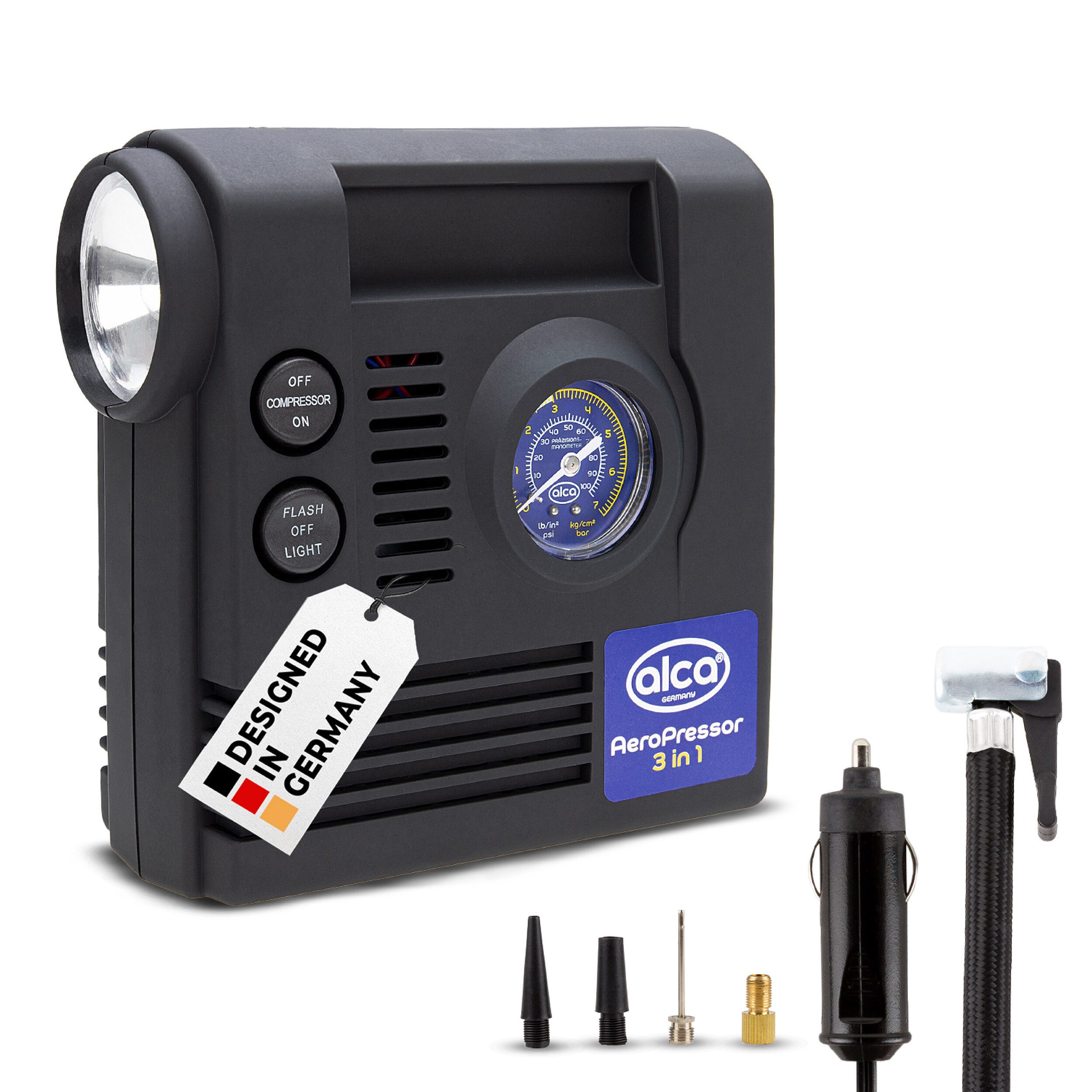 Kompressor Auto Kompressor mini 3in1 mit Licht, elektrische Luftpumpe 12V, 21 bar