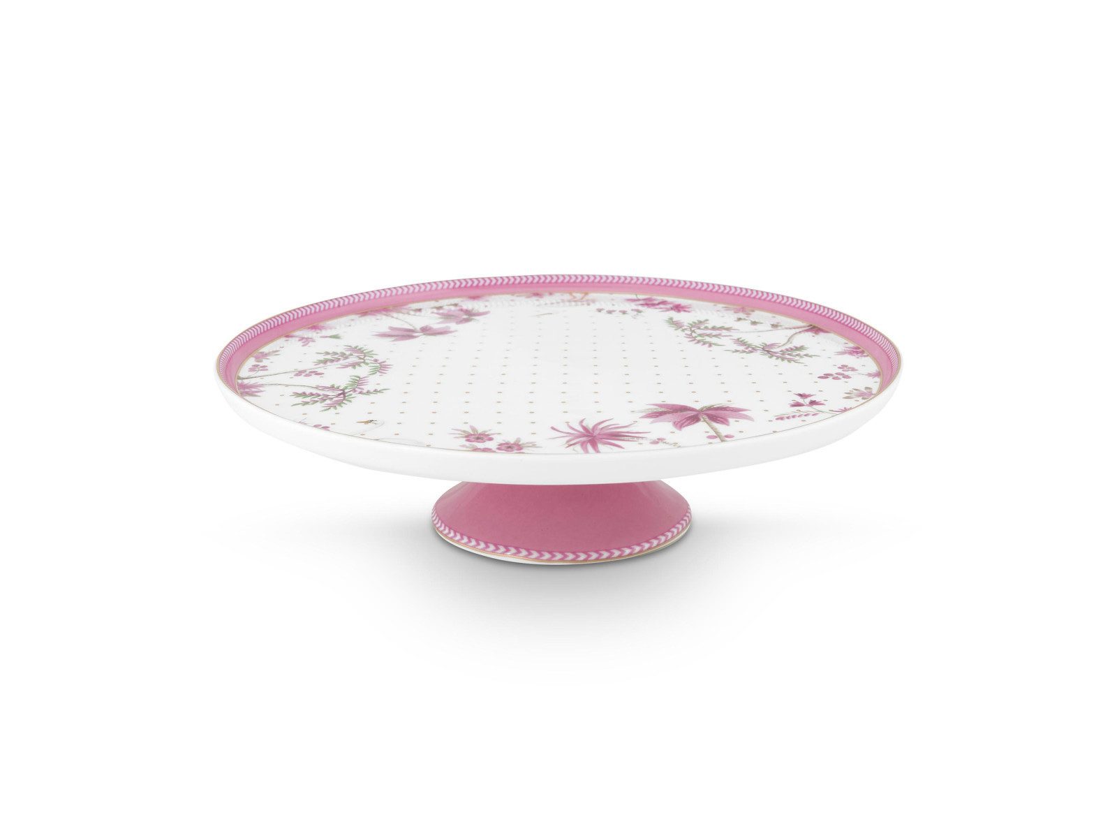 PiP Studio Servierplatte Jolie Dots Gold Pink Kuchenplatte 21cm, Porzellan, (Platten)