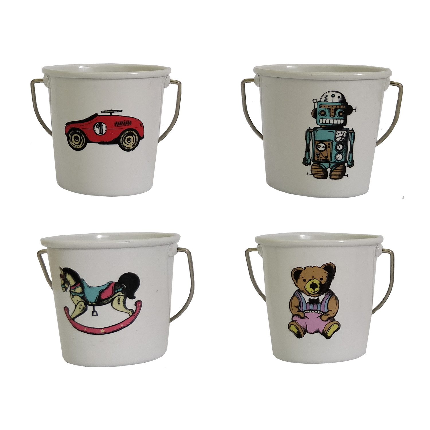 Eierbecher Retro Spielzeug Eimer Eierbecher im 4er Set