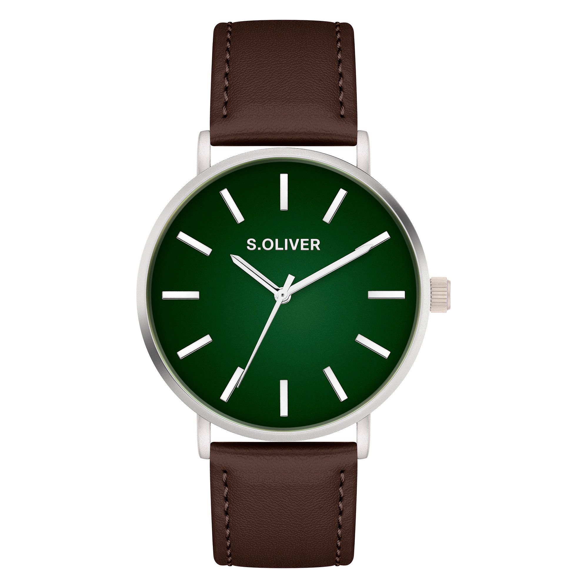 s.Oliver Quarzuhr Basic Leather SO-4441-LQ, Armbanduhr, Herrenuhr, analog